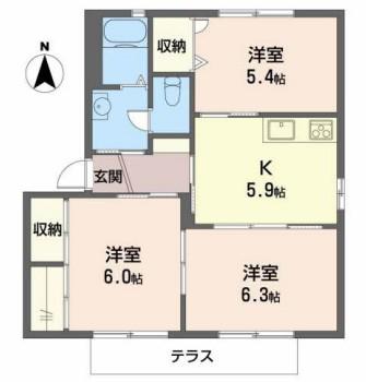シャルム梶原(3K/1階)の間取り写真