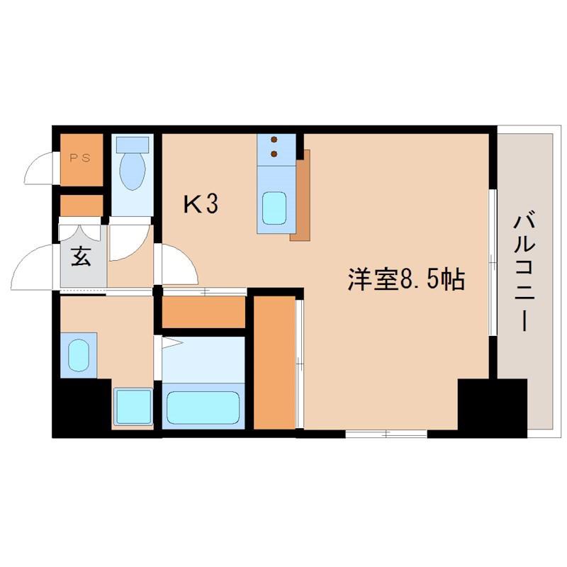 尼崎ヒルズ(ワンルーム/6階)の間取り写真