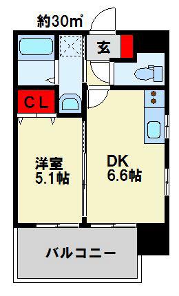 ラ・ヴェリテ鍛冶町(1DK/2階)の間取り写真