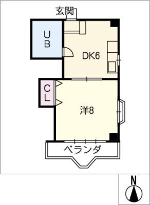 ビラ・シャトルギフ(1DK/4階)の間取り写真