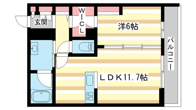 エクラージュあやめ池(1LDK/4階)の間取り写真