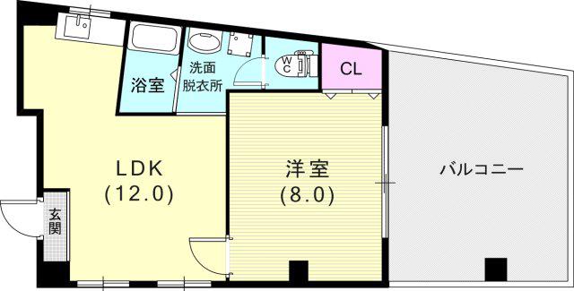 マリン駒ヶ林南棟(1LDK/3階)の間取り写真