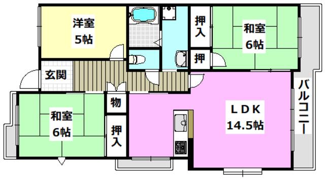 TフリーデンハイムII(3LDK/3階)の間取り写真