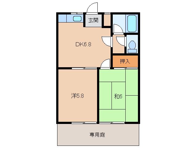 バルビゾンI(2DK/1階)の間取り写真
