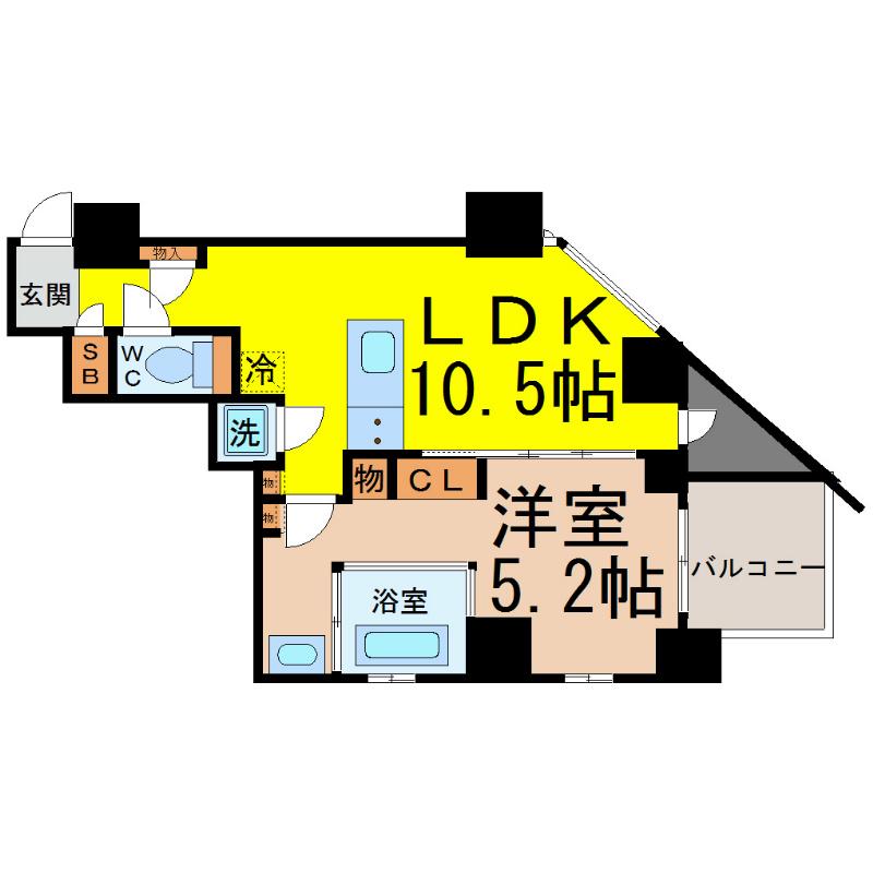 SK BUILDING-501(1LDK/5階)の間取り写真