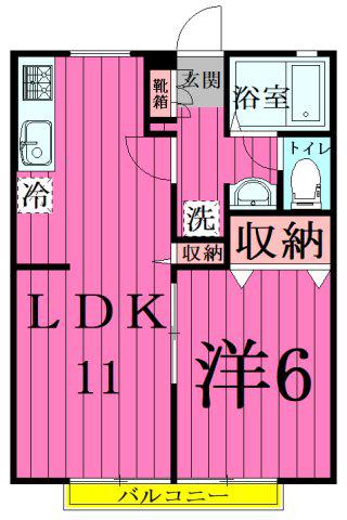 フロイディハイツ(1LDK/2階)の間取り写真