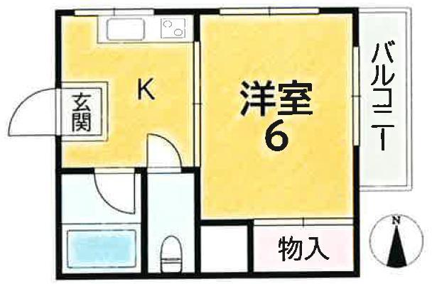 小山西コーポ(1K/1階)の間取り写真