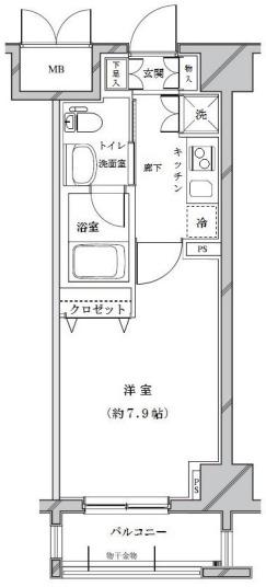 ライジングプレイス浅草参番館(1K/5階)の間取り写真