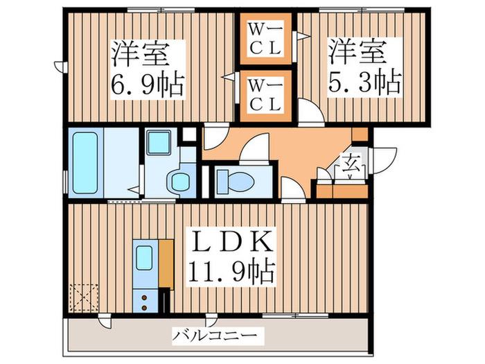 エムワイハイツ(2LDK/1階)の間取り写真