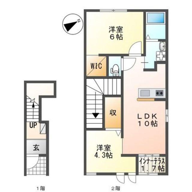 フルーリア(2LDK/2階)の間取り写真