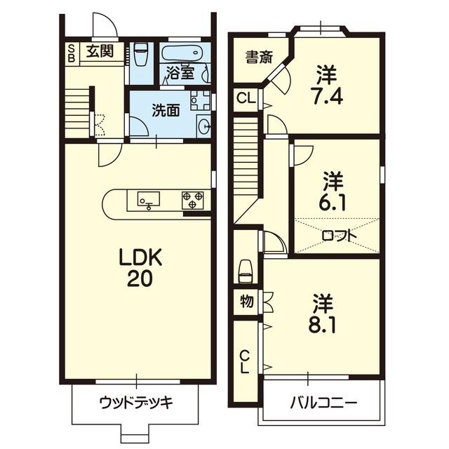 コンファティーブエスフロント(3SLDK/1階)の間取り写真