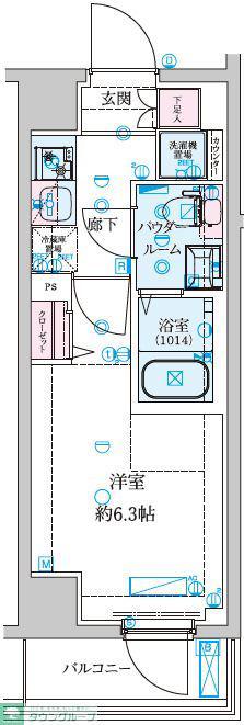GENOVIA南鳩ヶ谷(1K/4階)の間取り写真