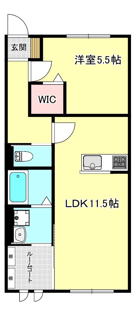 リバーサイドK(1LDK/2階)の間取り写真