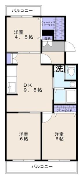 アミニティー鷺沼(3DK/4階)の間取り写真