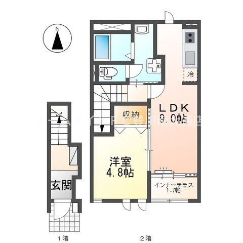 サクラサク(1LDK/2階)の間取り写真