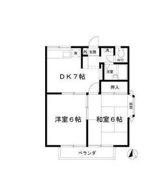 グランドハイツA(2DK/1階)の間取り写真