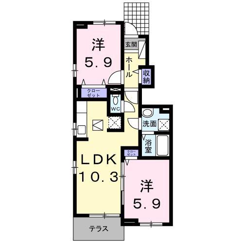 プシケ社護寺 A(2LDK/1階)の間取り写真