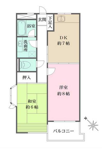アイビーコートー調布市若葉町ー(2DK/1階)の間取り写真