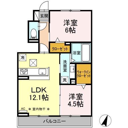 AVANTI狐ヶ崎(2LDK/1階)の間取り写真
