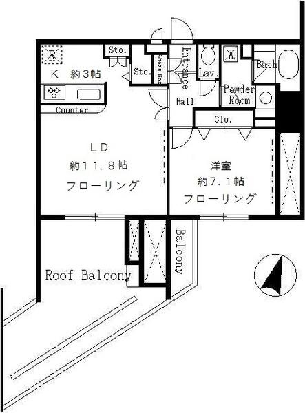 サンクレール荒川ブランガーデン(1LDK/3階)の間取り写真