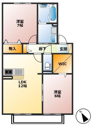ブランブルー(2LDK/1階)の間取り写真