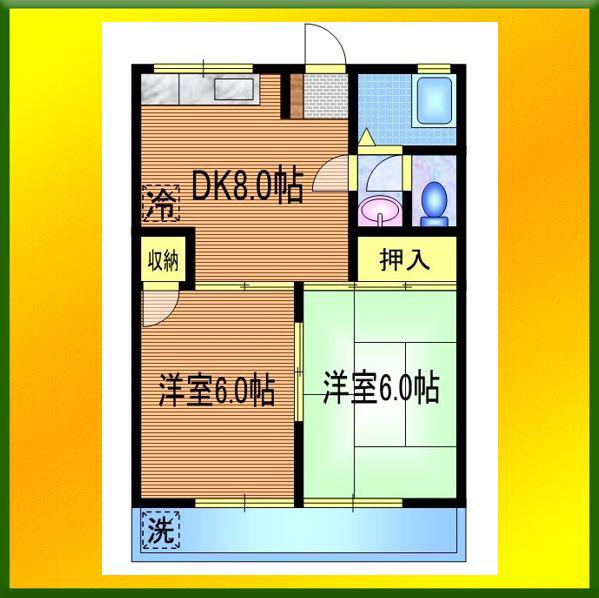 明治コーポ(2DK/2階)の間取り写真
