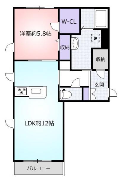 ラ アリエッタ(1LDK/2階)の間取り写真