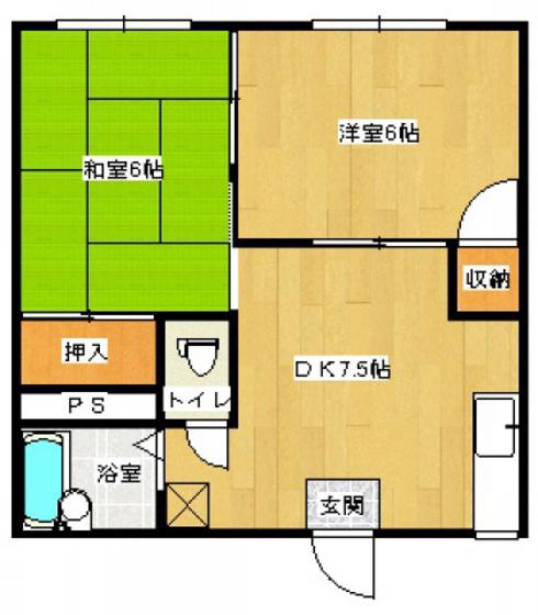メゾンドアキ(2DK/1階)の間取り写真