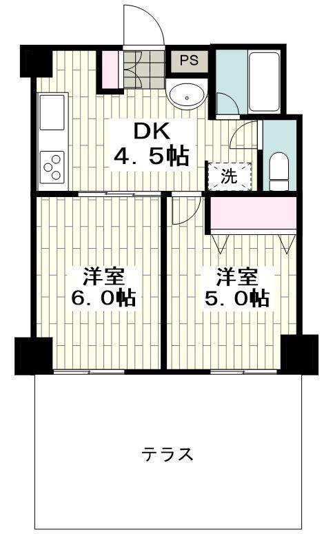 ダイアパレス千歳(2DK/1階)の間取り写真