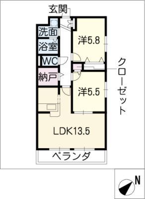 メゾン・フジ(2LDK/1階)の間取り写真