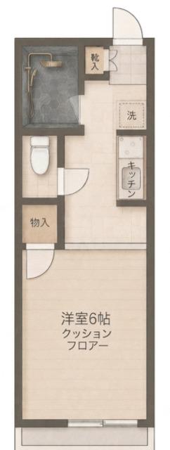 コモハウスII(1K/1階)の間取り写真