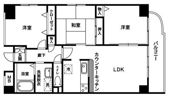 SUN SKY(3LDK/8階)の間取り写真