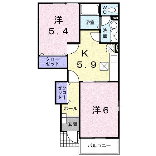 アニューメゾンフジイ(2K/1階)の間取り写真