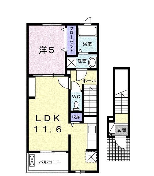 エターナルI(1LDK/2階)の間取り写真
