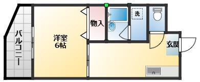 コア千代鶴(1DK/1階)の間取り写真