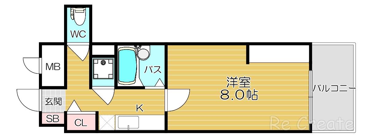フィレンツェ(1K/9階)の間取り写真