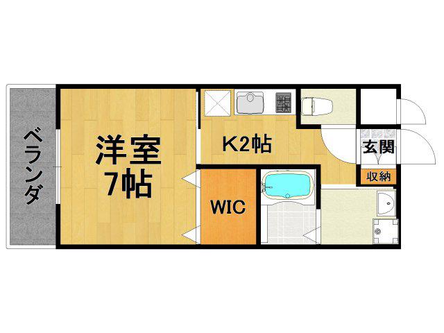ドエル小松サウス(1K/2階)の間取り写真