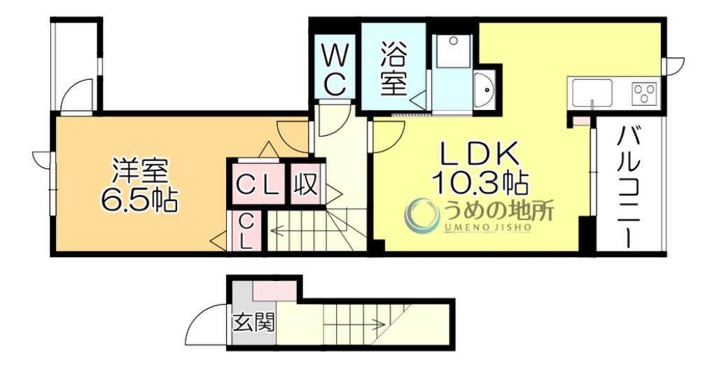 ファミリア長門石(1LDK/2階)の間取り写真