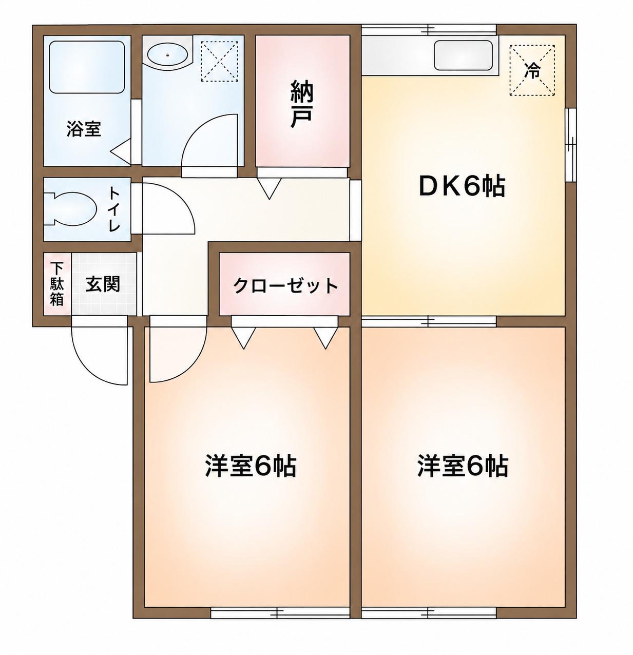 グランシードかすやII(2DK/2階)の間取り写真