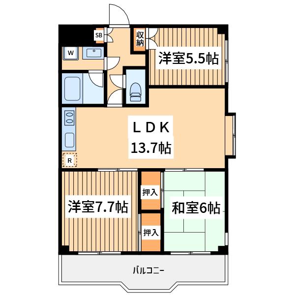 パークコートザマ(3LDK/3階)の間取り写真