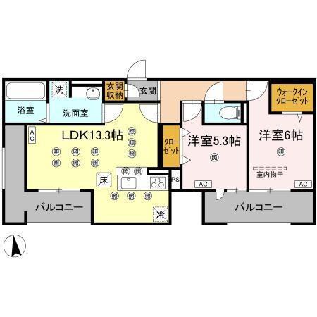 ギムレットA(2LDK/1階)の間取り写真