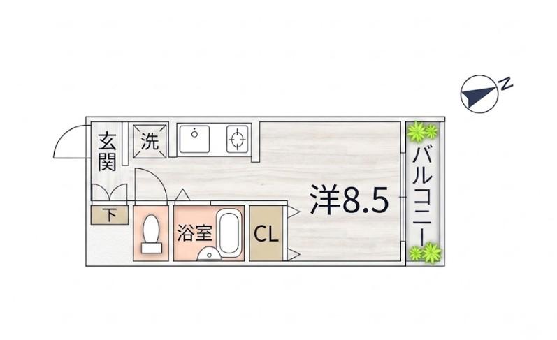 ブルースカイ小町(ワンルーム/4階)の間取り写真