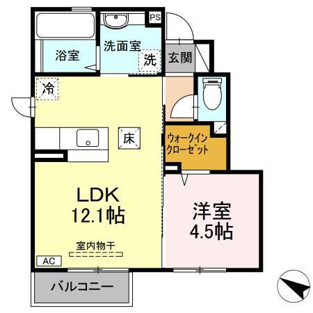 エトワール・フィラント(1LDK/1階)の間取り写真