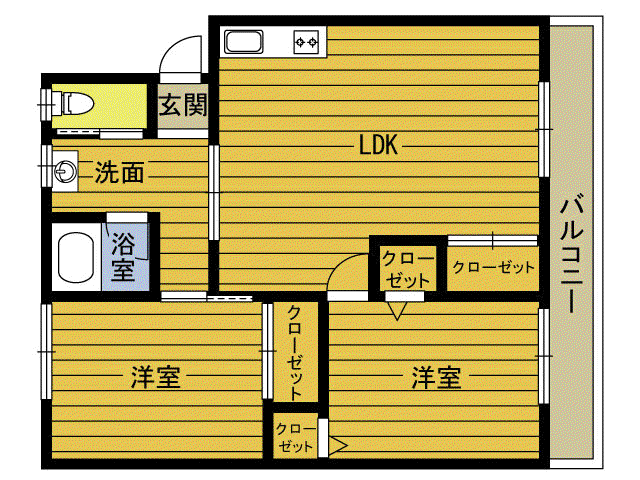 フォレストテラス下郡(2LDK/2階)の間取り写真