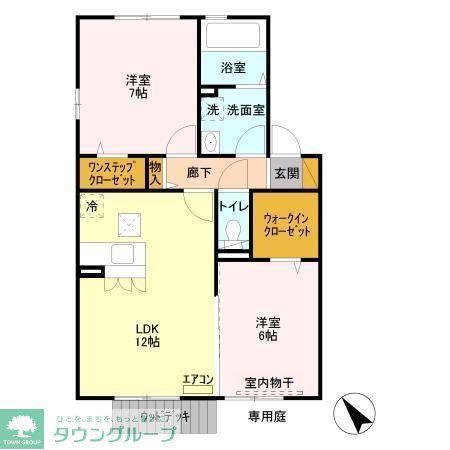 サニーハウスB棟(2LDK/1階)の間取り写真