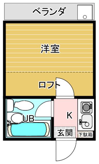 シャインハイム北千住(1K/1階)の間取り写真