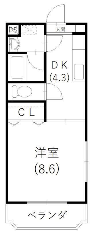 ADAGIOアダージョ(1DK/3階)の間取り写真