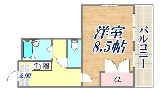 カサカルロサⅡ(1K/2階)の間取り写真