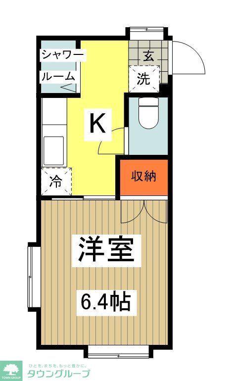 パティオミハス(1K/2階)の間取り写真