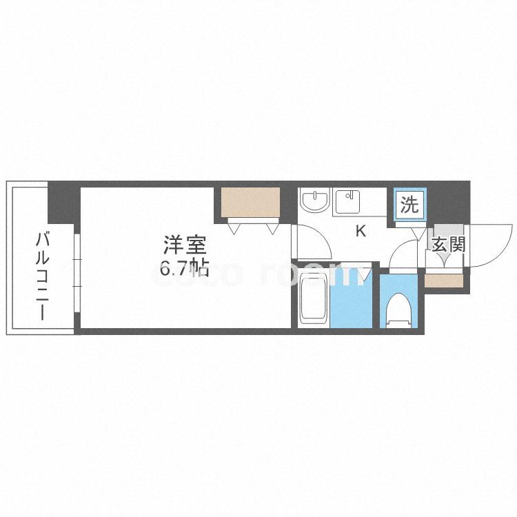 エイペックス天神橋I(1K/8階)の間取り写真